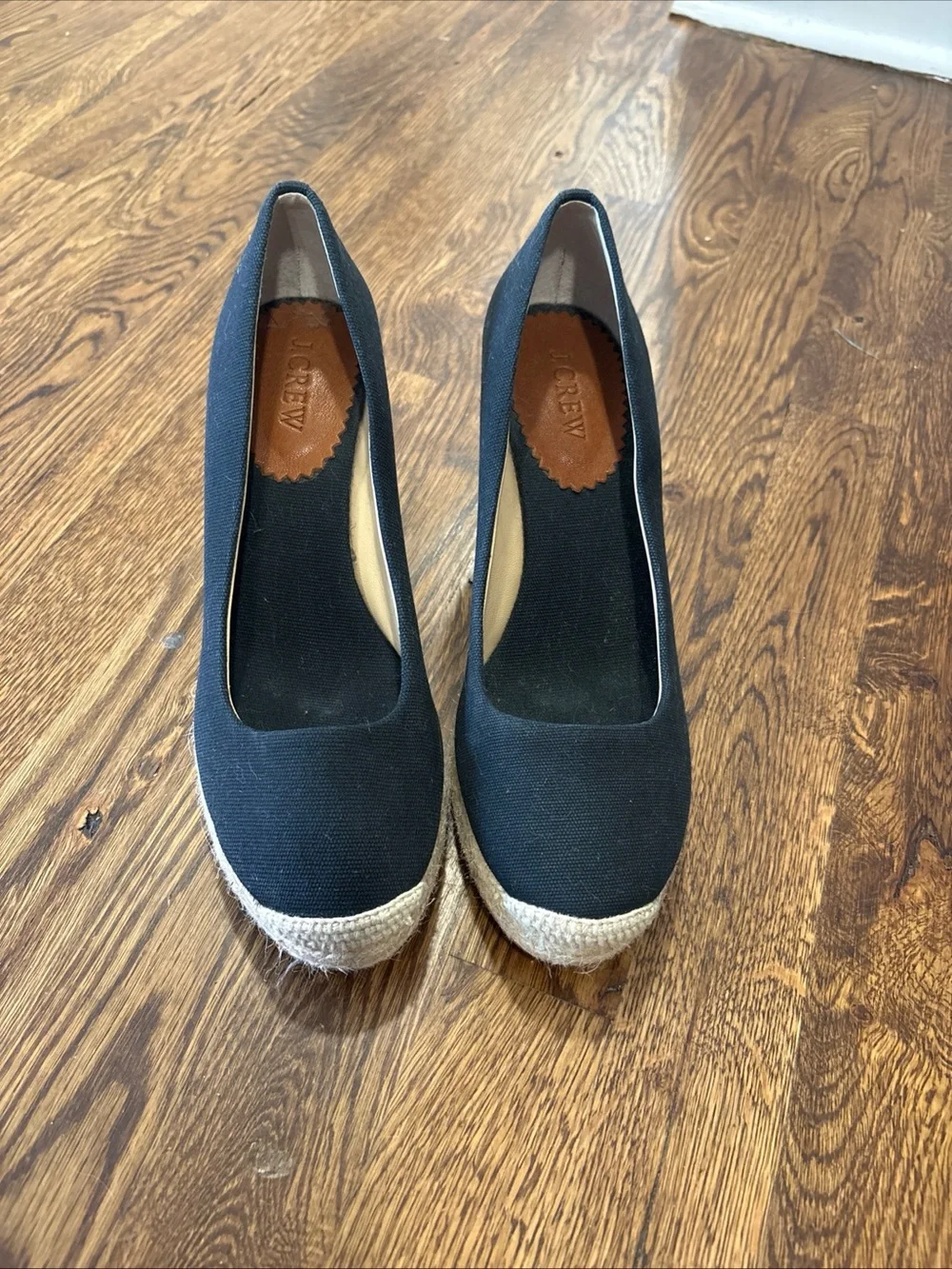 J. Crew Black Espadrille Wedge Pumps - Women's